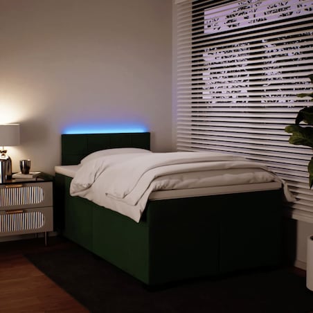 vidaXL Łóżko kontynentalne z materacem, ciemnozielone, 120x200 cm