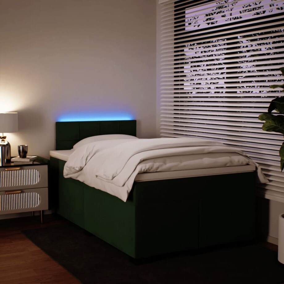 vidaXL Łóżko kontynentalne z materacem, ciemnozielone, 120x200 cm