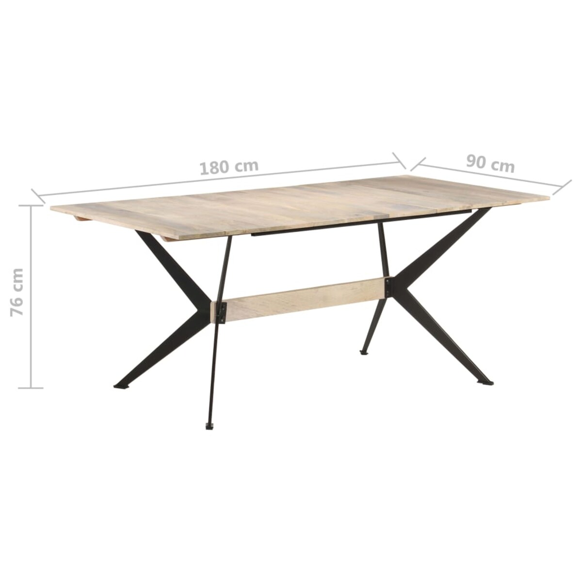 vidaXL Stół jadalniany, 180 x 90 x 76 cm, lite drewno mango