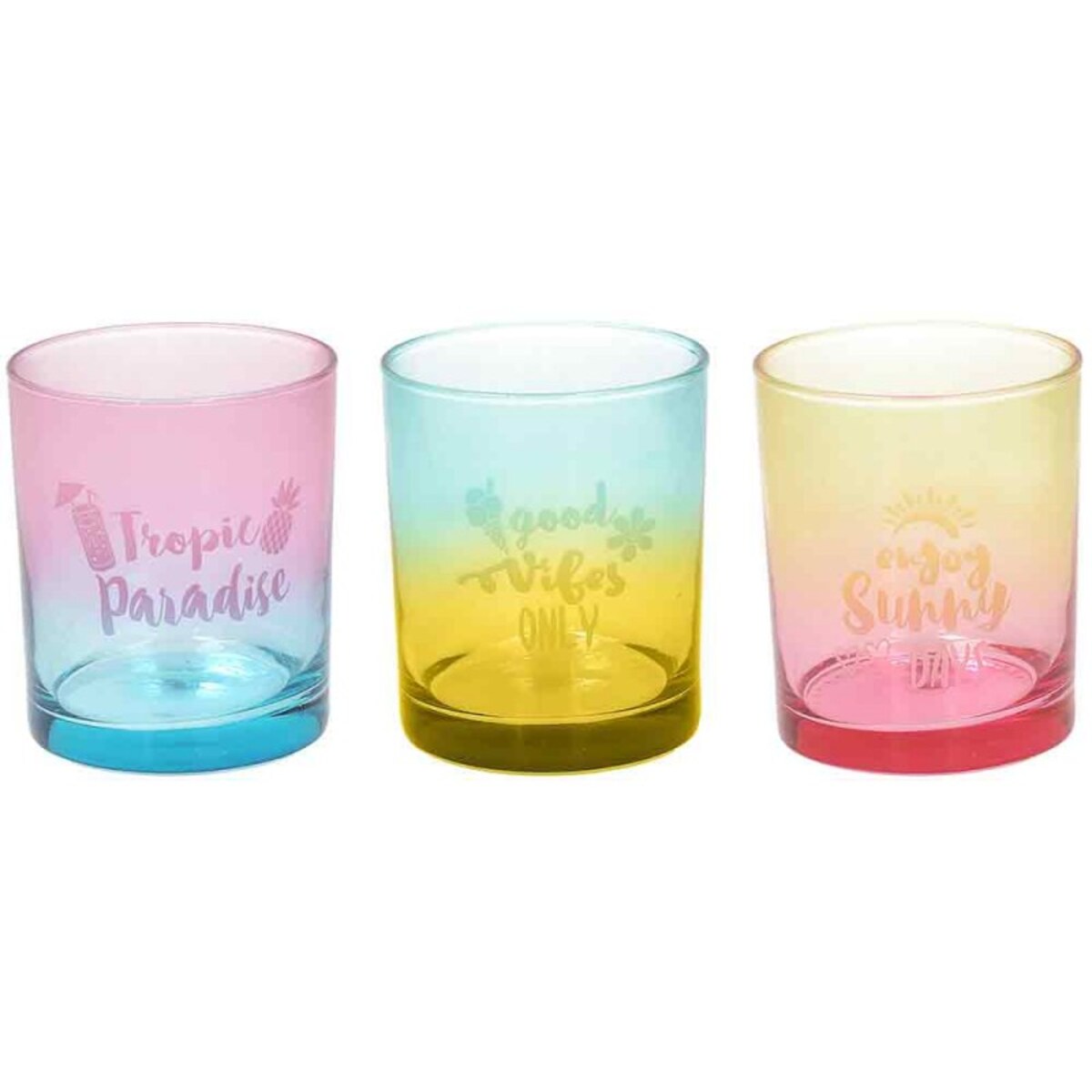 SUNSET ZESTAW 3 SZT SZKLANEK KOLOROWE 280 CC