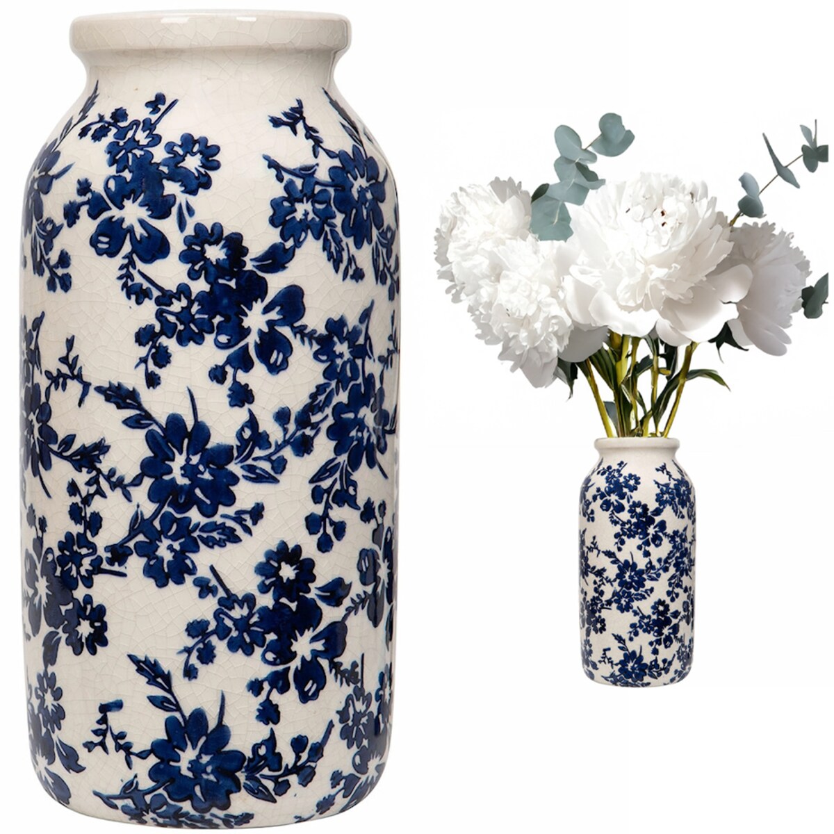 WAZON DZBANEK WYSOKI 32cm CERAMICZNY NA KWIATY BIAŁY do salonu sypialni