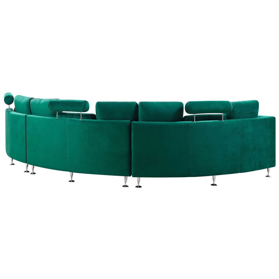 Sofa półokrągła 7-osobowa modułowa welurowa zielona ROTUNDE