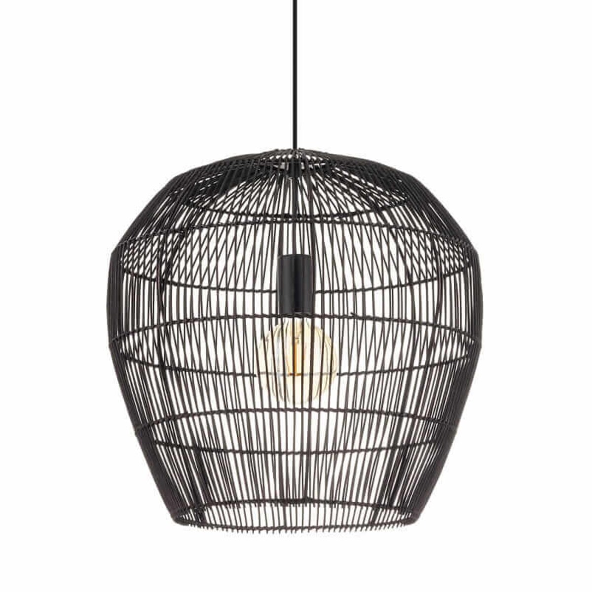 Wisząca lampa Haiti 11166 Nowodvorski japandi klatka koszyk bambusowa czarna