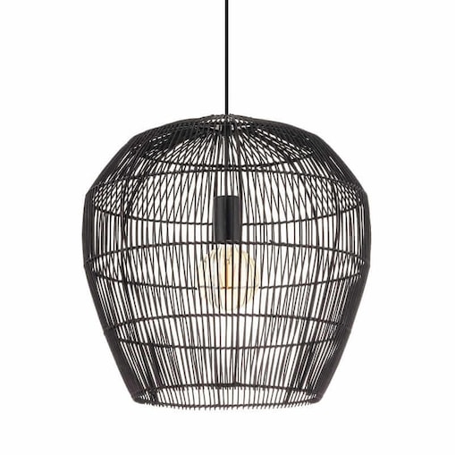 Wisząca lampa Haiti 11166 Nowodvorski japandi klatka koszyk bambusowa czarna