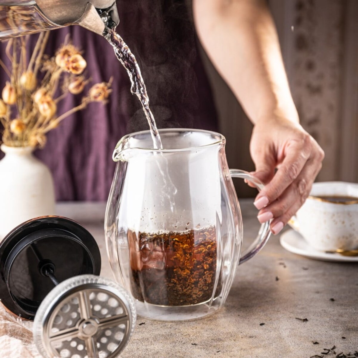 Zaparzacz do kawy herbaty 0.60L French Press różowe złoto KLAUSBERG