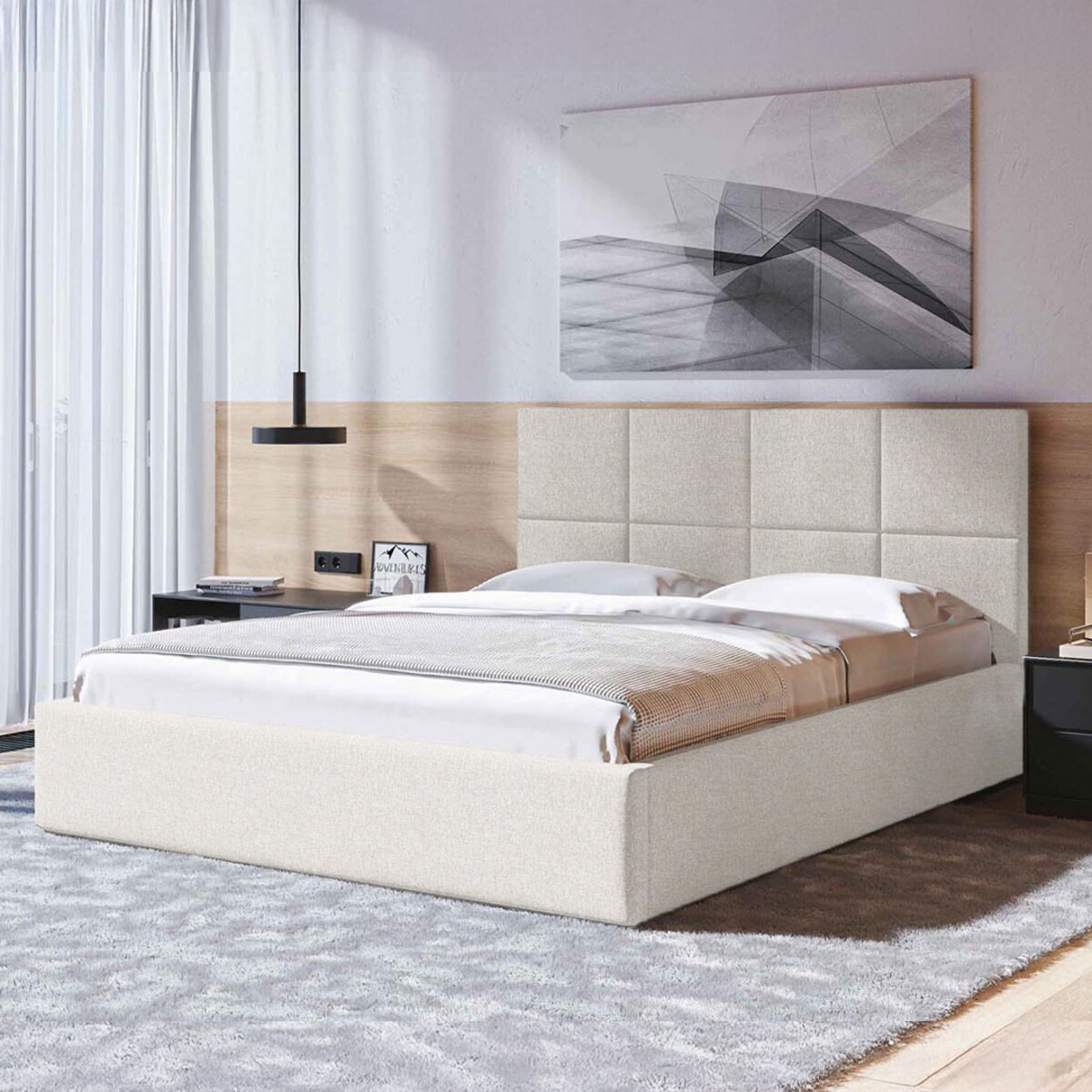 Mesonica Łóżko Bufo, pik jasny beż 180x200