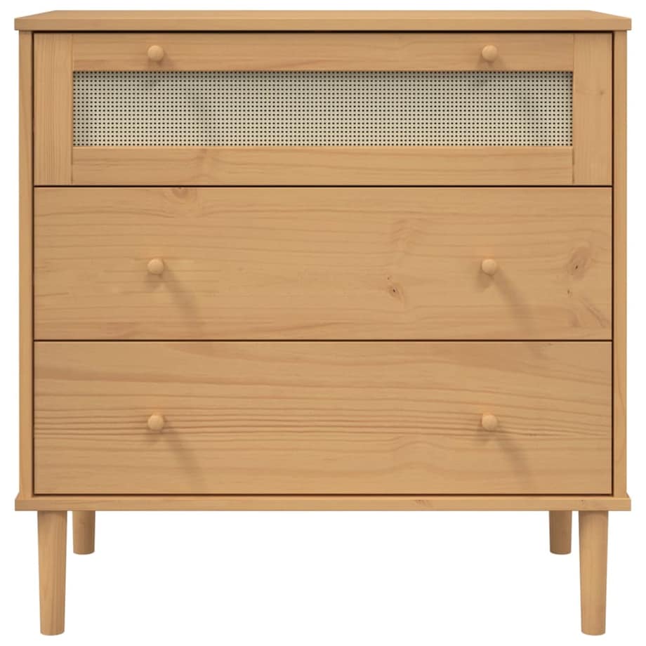 vidaXL Komoda SENJA, imitacja rattanu, brązowa, 80x40x80 cm, sosna