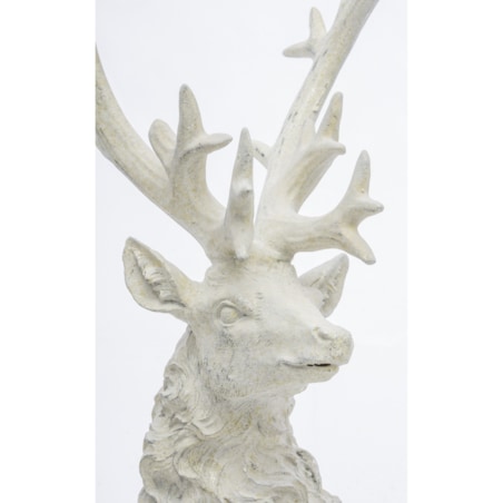 Dekoracja - figurka stojącego białego jelenia 53x30x16 cm KARGU-2 srebrny