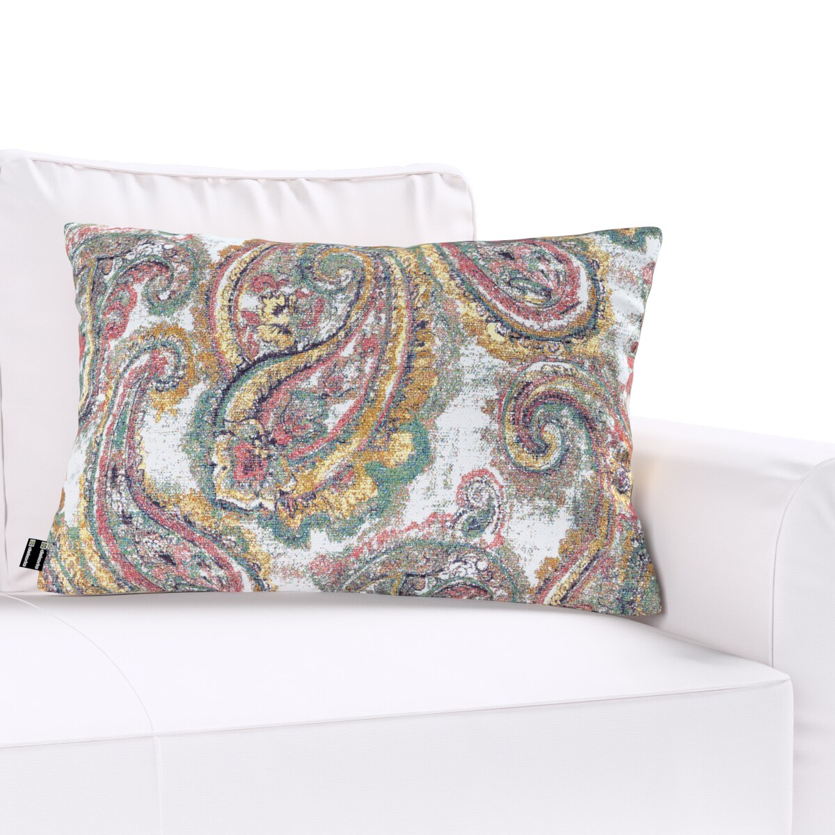 Poszewka Kinga na poduszkę prostokątną 47x28 wielokolorowy paisley na kremowym tle