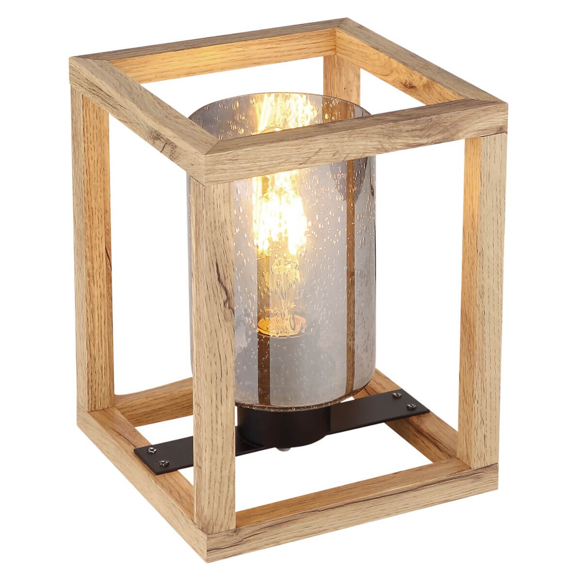 Lampa stołowa Pettey 15497T Globo drewniana do salonu metal szkło czarny