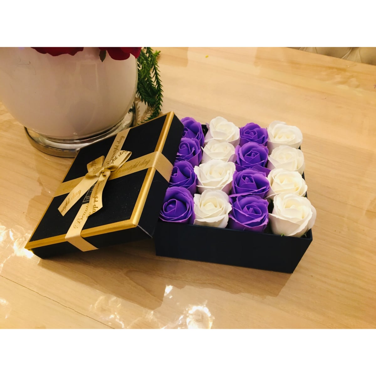 BOX PACHNĄCE RÓŻE MYDLANE GOTOWY PREZENT upominek urodziny ślub kwiaty