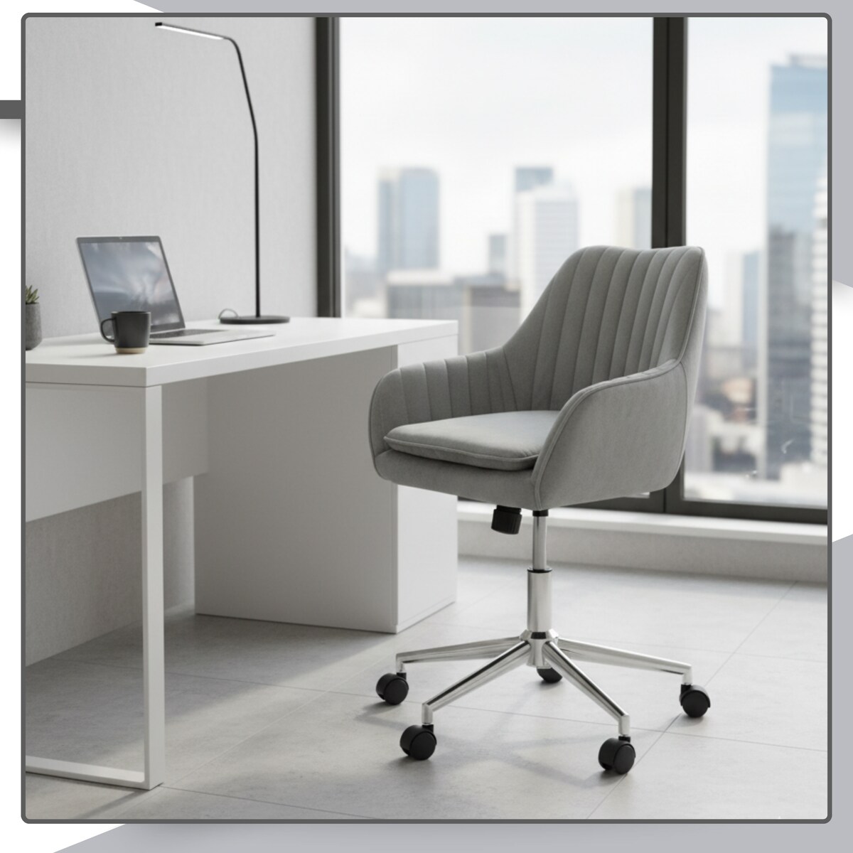 Krzesło biurowe fotel obrotowy welurowy szary do biurka toaletki