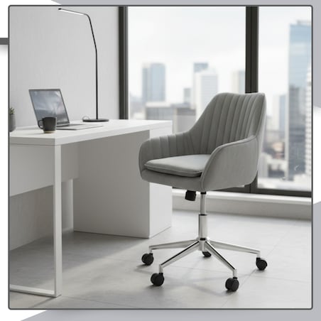 Krzesło biurowe fotel obrotowy welurowy szary do biurka toaletki