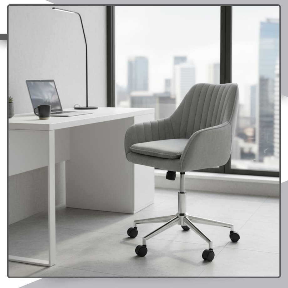 Krzesło biurowe fotel obrotowy welurowy szary do biurka toaletki