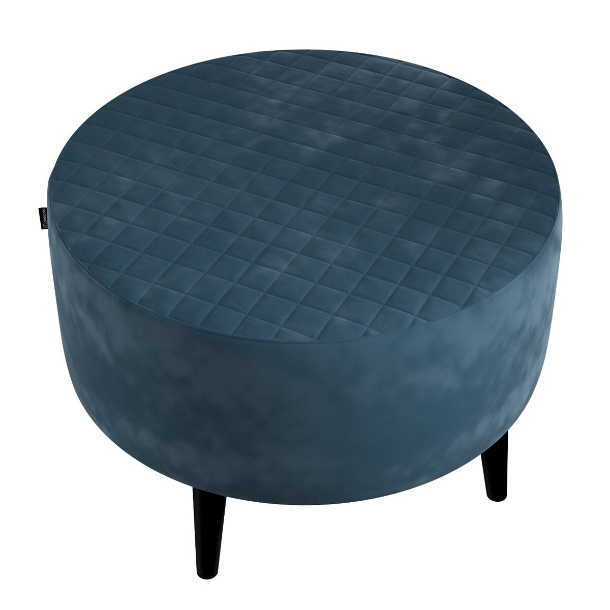 Podnóżek okrągły pikowany, pruski błękit, Ø60 x 40 cm, Velvet