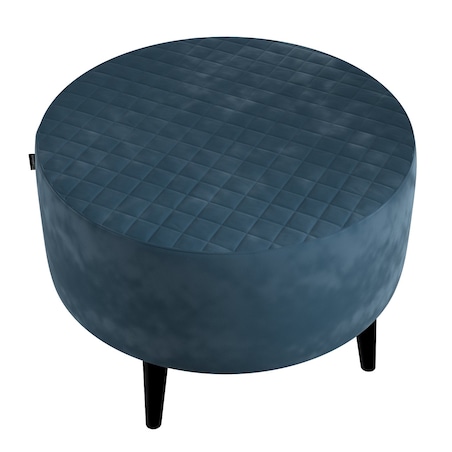 Podnóżek okrągły pikowany, pruski błękit, Ø60 x 40 cm, Velvet
