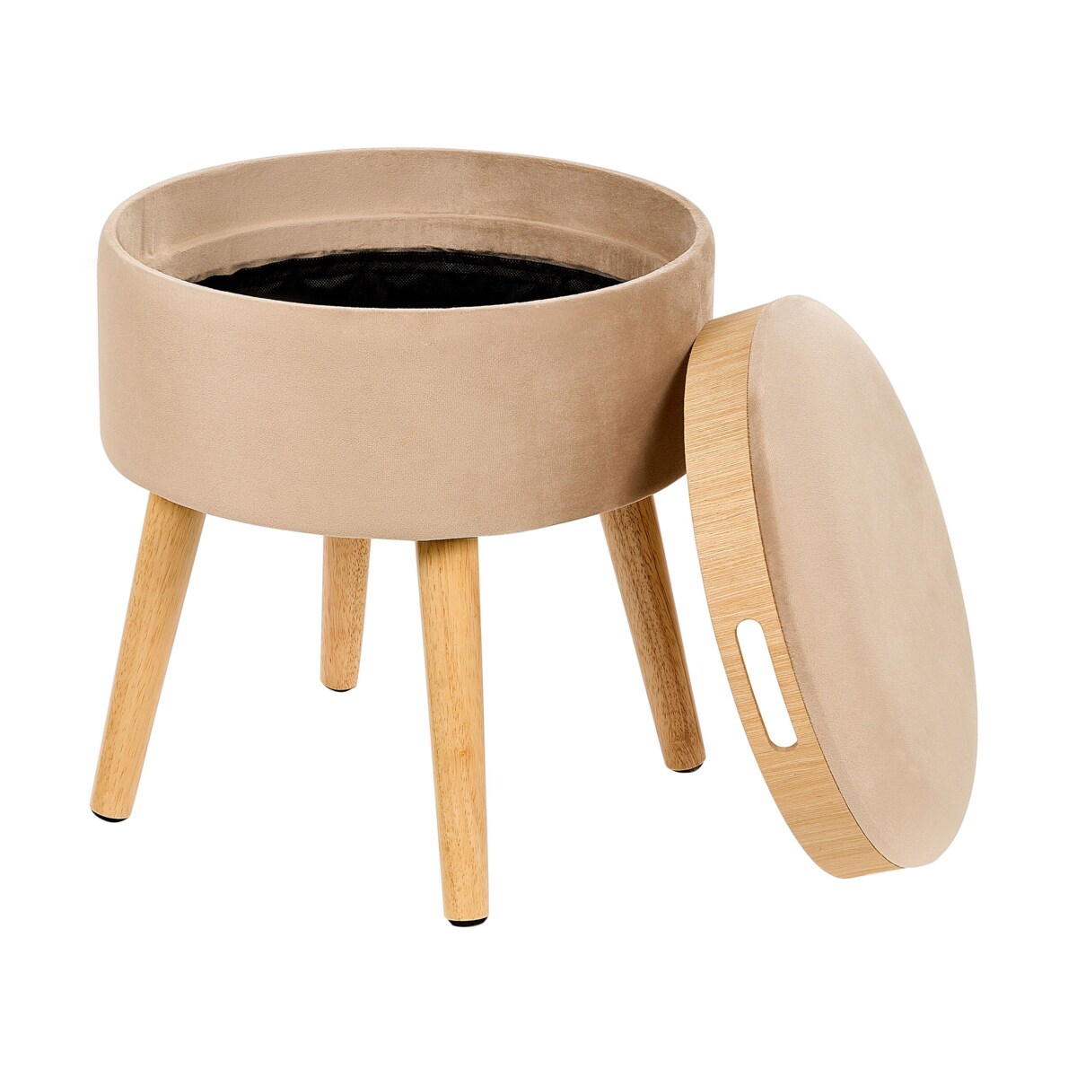 Stołek ze schowkiem welurowy beżowy NEELY