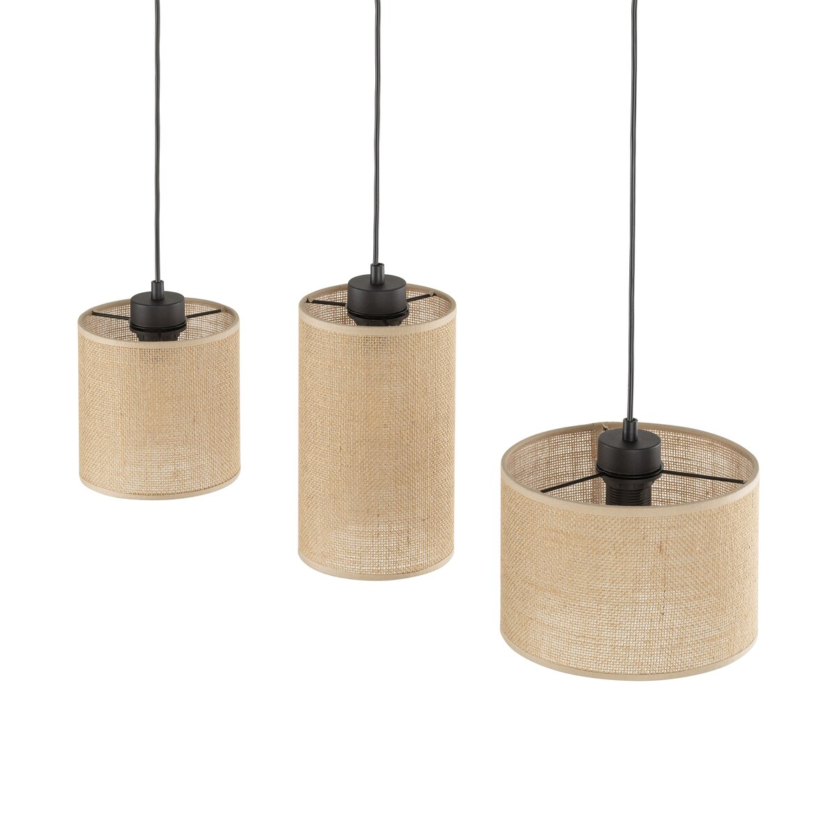Lampa wisząca JUTA 4954 TK Lighting 3xE27 czarna z jutą regulowana vintage do salonu i jadalni