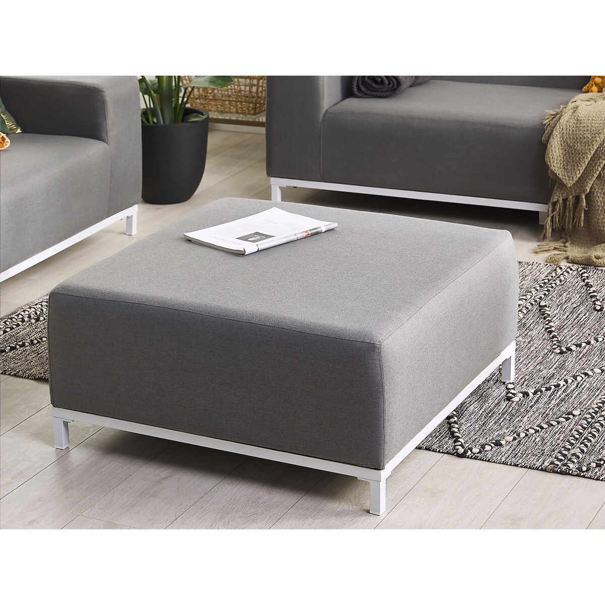 Otomana ogrodowa szara z białym ROVIGO