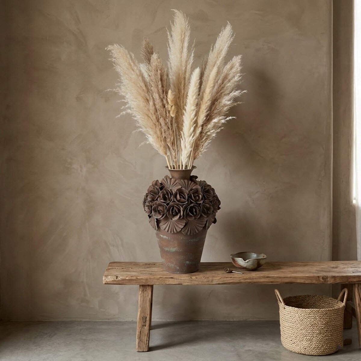 WAZON NA BUKIET KWIATY LOFT BRĄZOWY 30cm DO SALONU DOMU BOHO RETRO LOFT