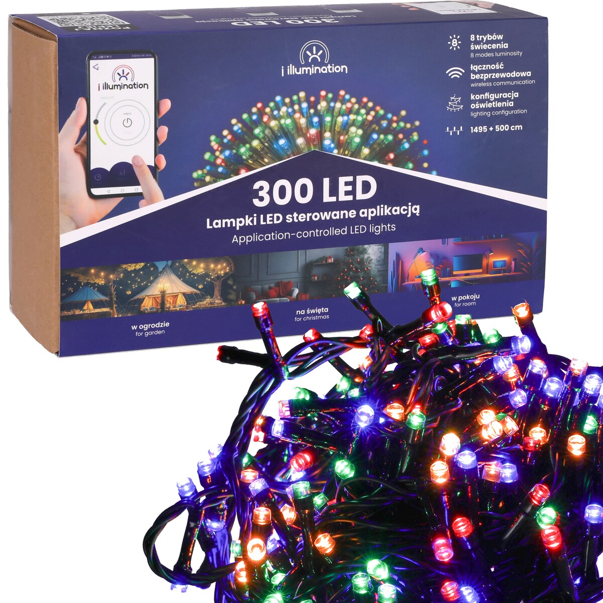 Inteligentne Lampki Led 300 Multikolor Z Sterowaniem Przez Telefon - Jumi