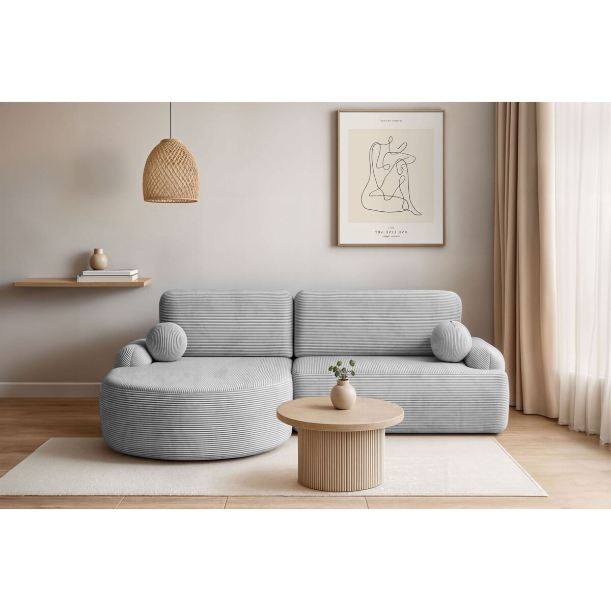 Zaokrąglony narożnik CLEO II z funkcją spania, wersja lewa, Poso 110