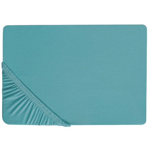 Bawełniane prześcieradło z gumką 140 x 200 cm turkusowe HOFUF