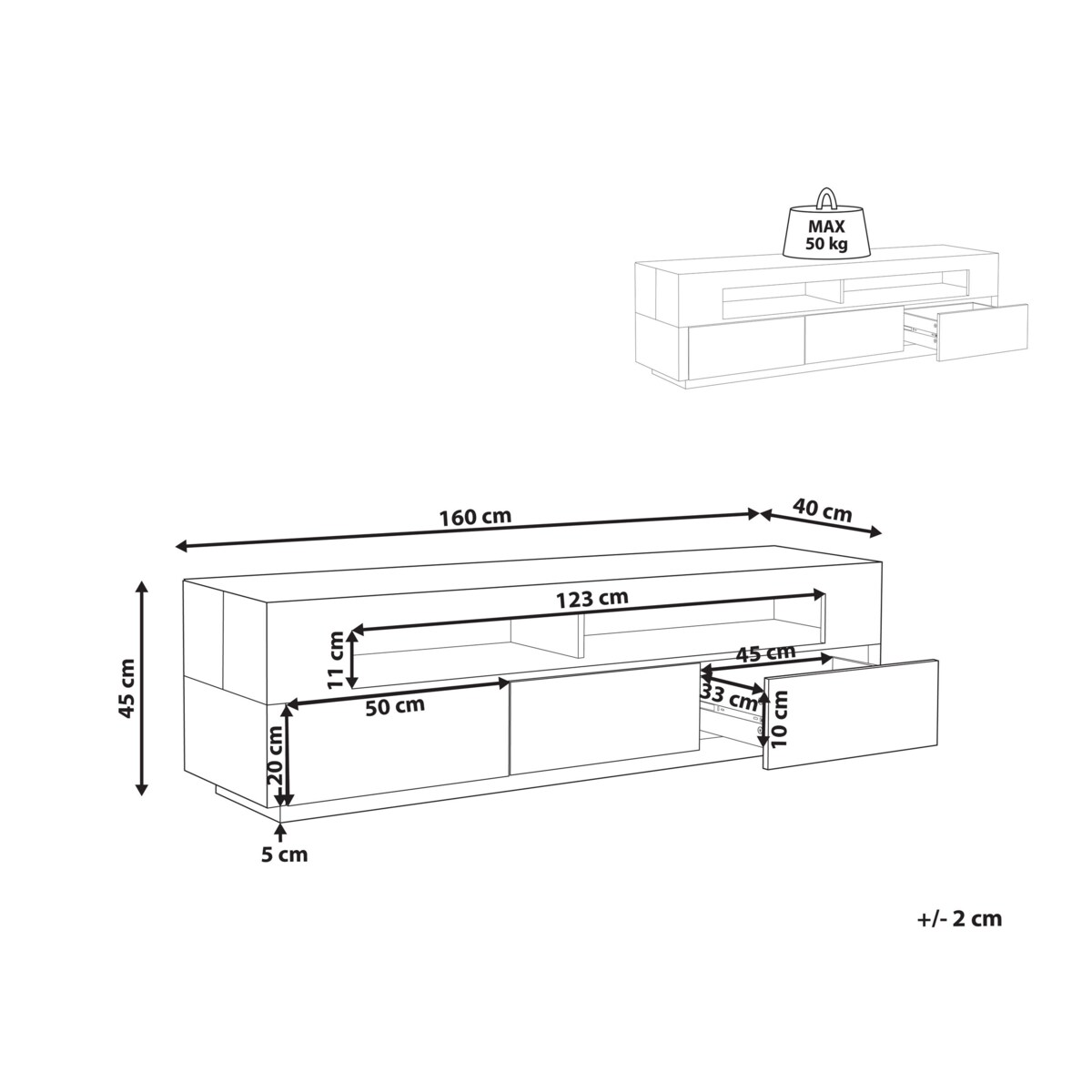 Szafka RTV jasne drewno z beżowym ANTONIO