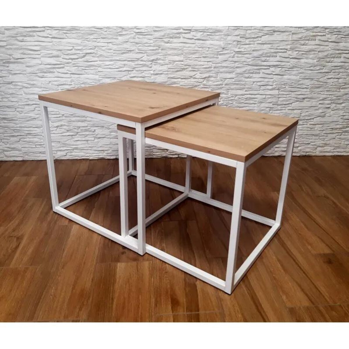 Stolik kawowy 2w1 CUBE dąb craft/biały