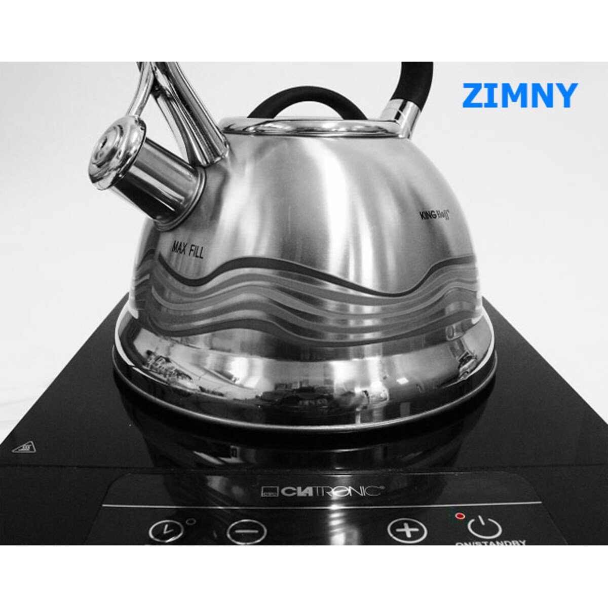 Czajnik stalowy z gwizdkiem Inox 3.0L zmieniający kolor indukcja KLAUSBERG