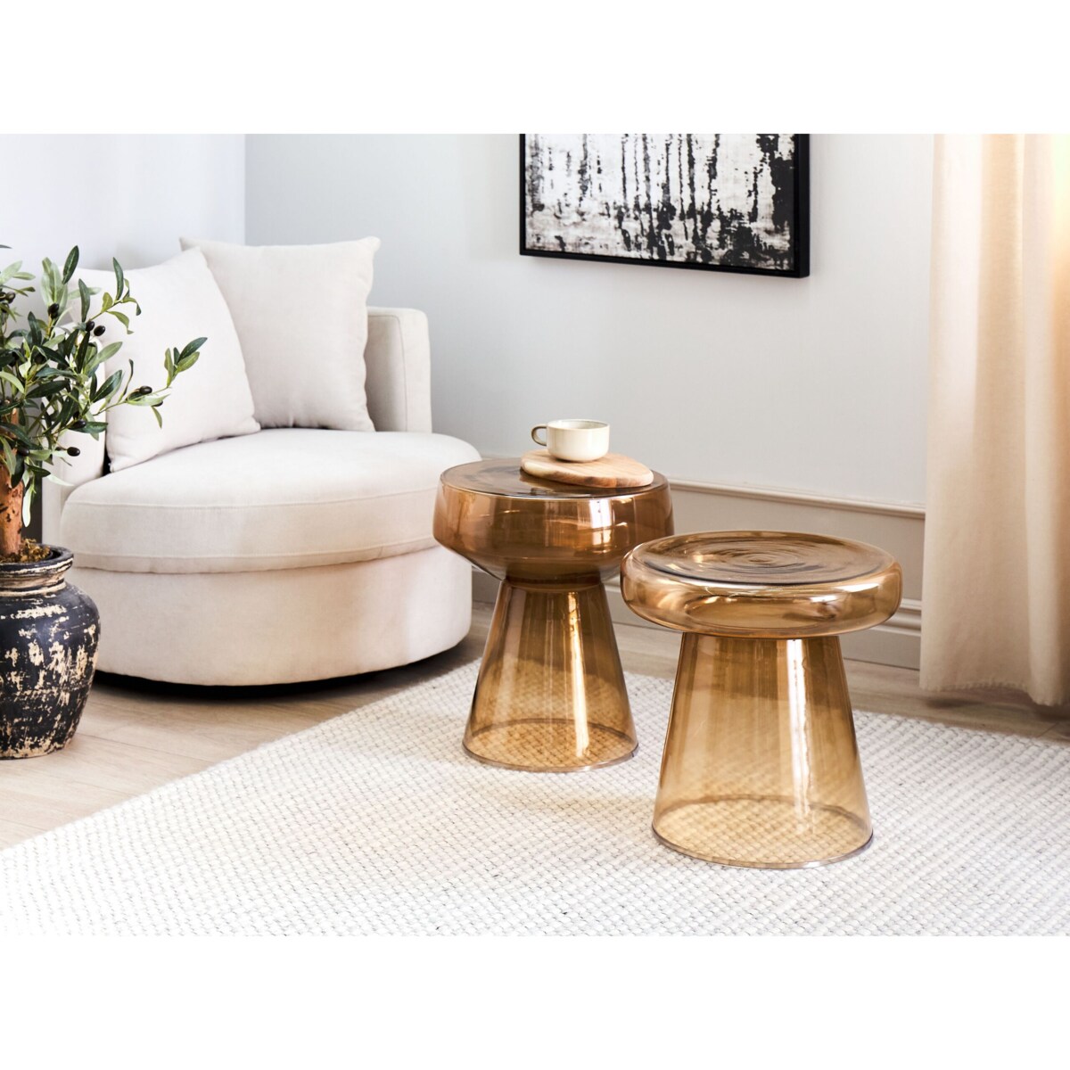 Stolik pomocniczy LAGUNA Szkło Złoty brąz