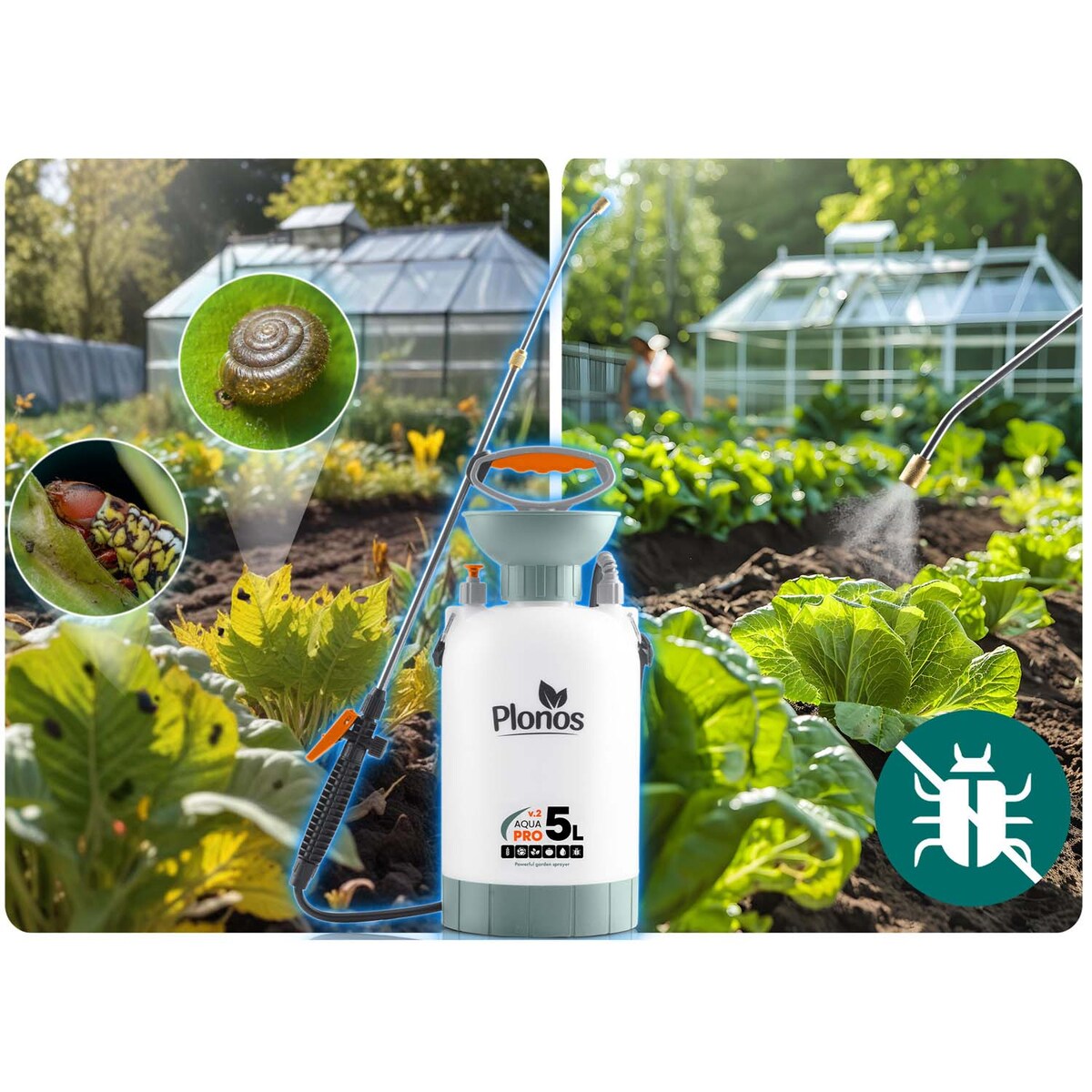 Opryskiwacz ciśnieniowy Plonos PL-605 5L ręczny ogrodowy z regulowaną lanca dysza