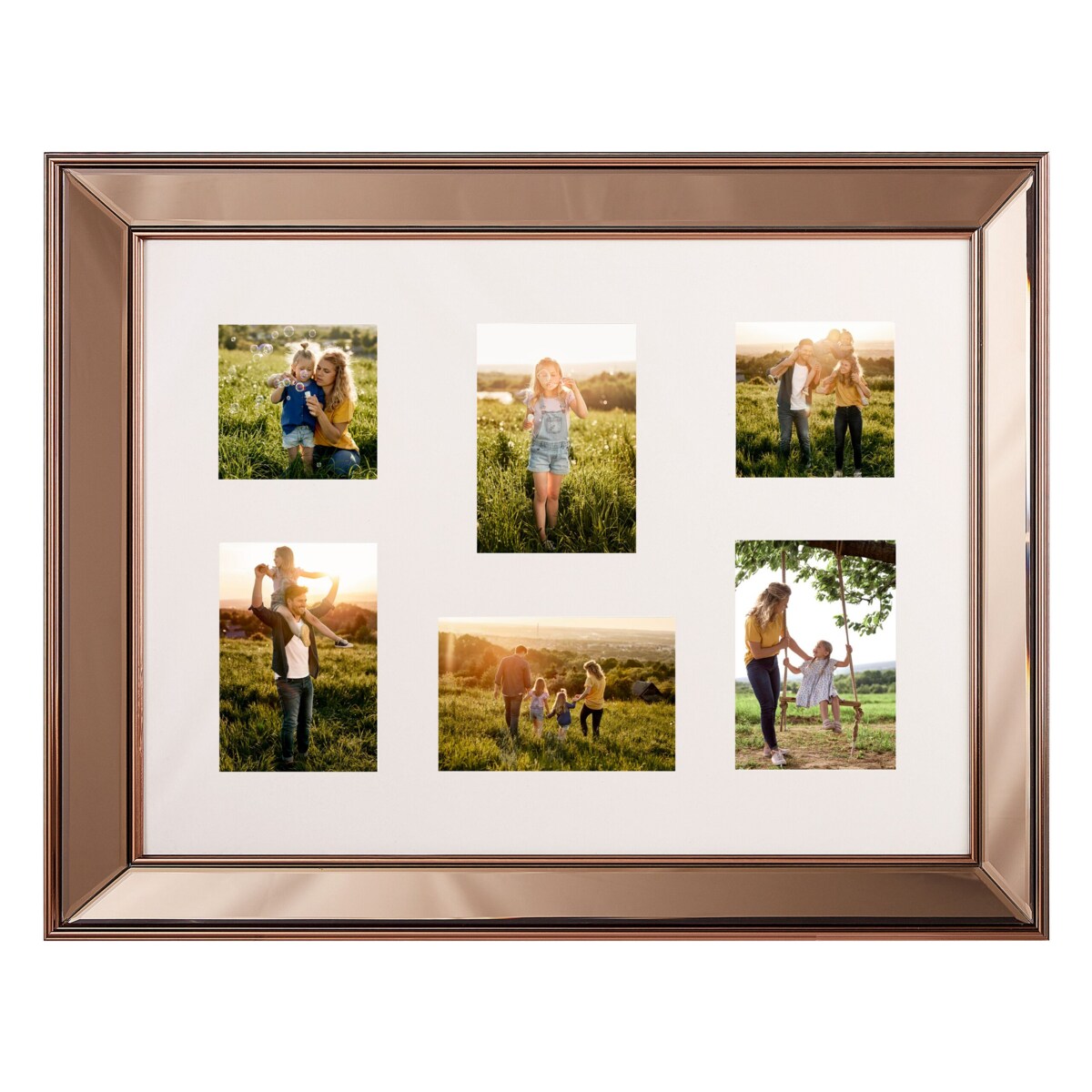 Multiramka na 6 zdjęć lustrzana miedziana DABOLA