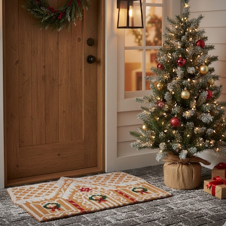 Wycieraczka wejściowa kokosowa Domek z Piernika 39x59x1,5 cm DOGRI