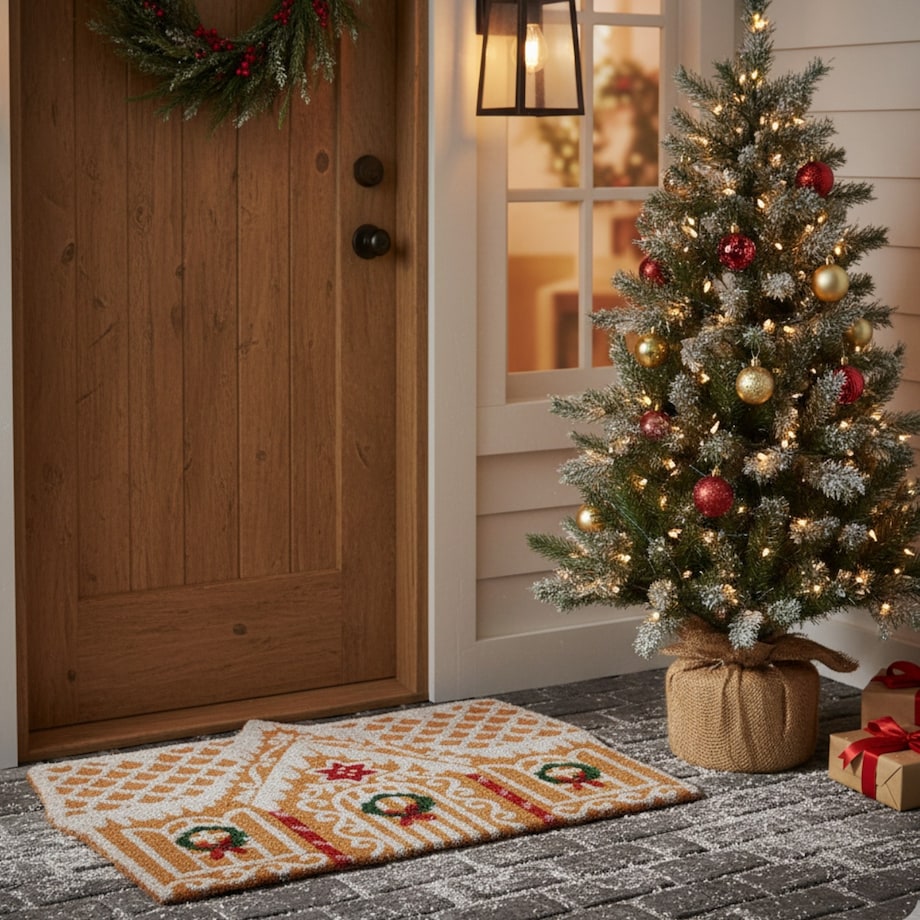 Wycieraczka wejściowa kokosowa Domek z Piernika 39x59x1,5 cm DOGRI