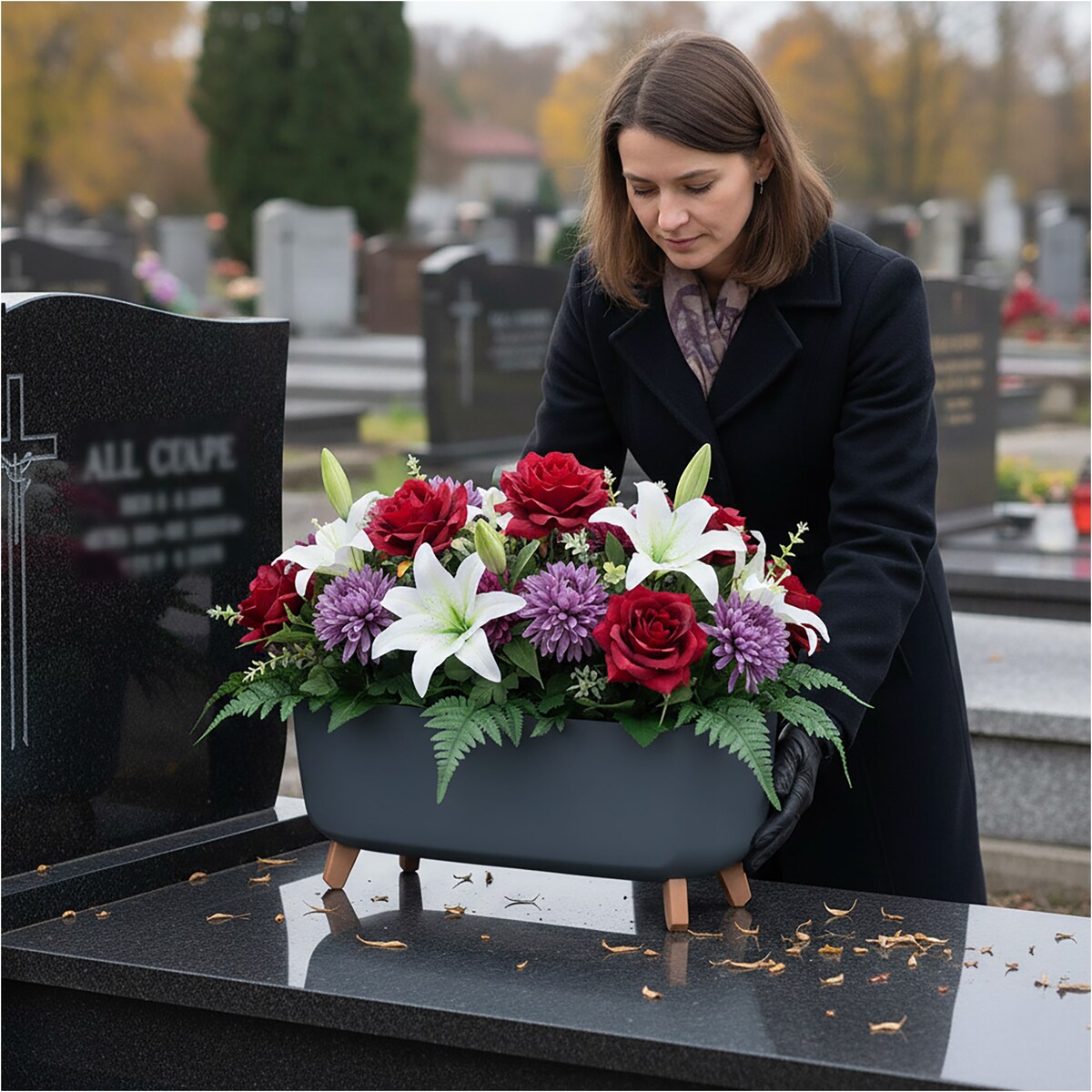 Donica Na Cmentarz Skrzynka Korytko Doniczka Na Wszystkich Świętych Gracia Case 58 Cm Antracyt