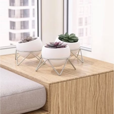 Zestaw 3 doniczek (biało-srebrny) Potsy Umbra