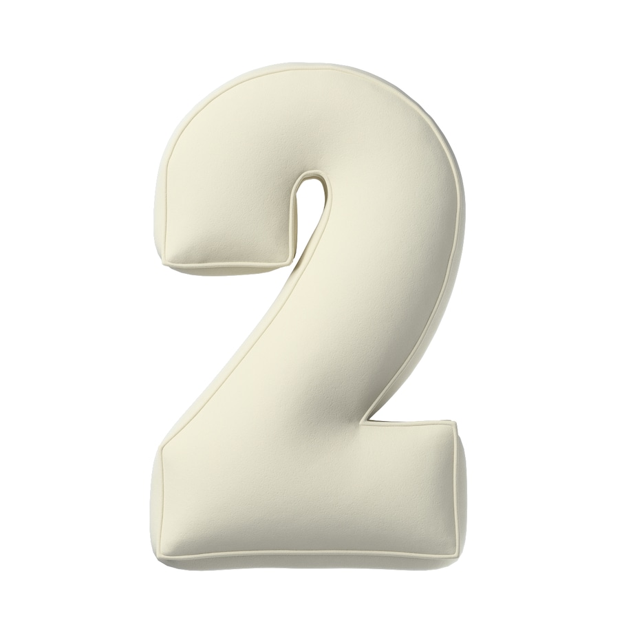 Poduszka Cyferka 2, śmietankowa biel, 25 x 40 cm, Posh Velvet