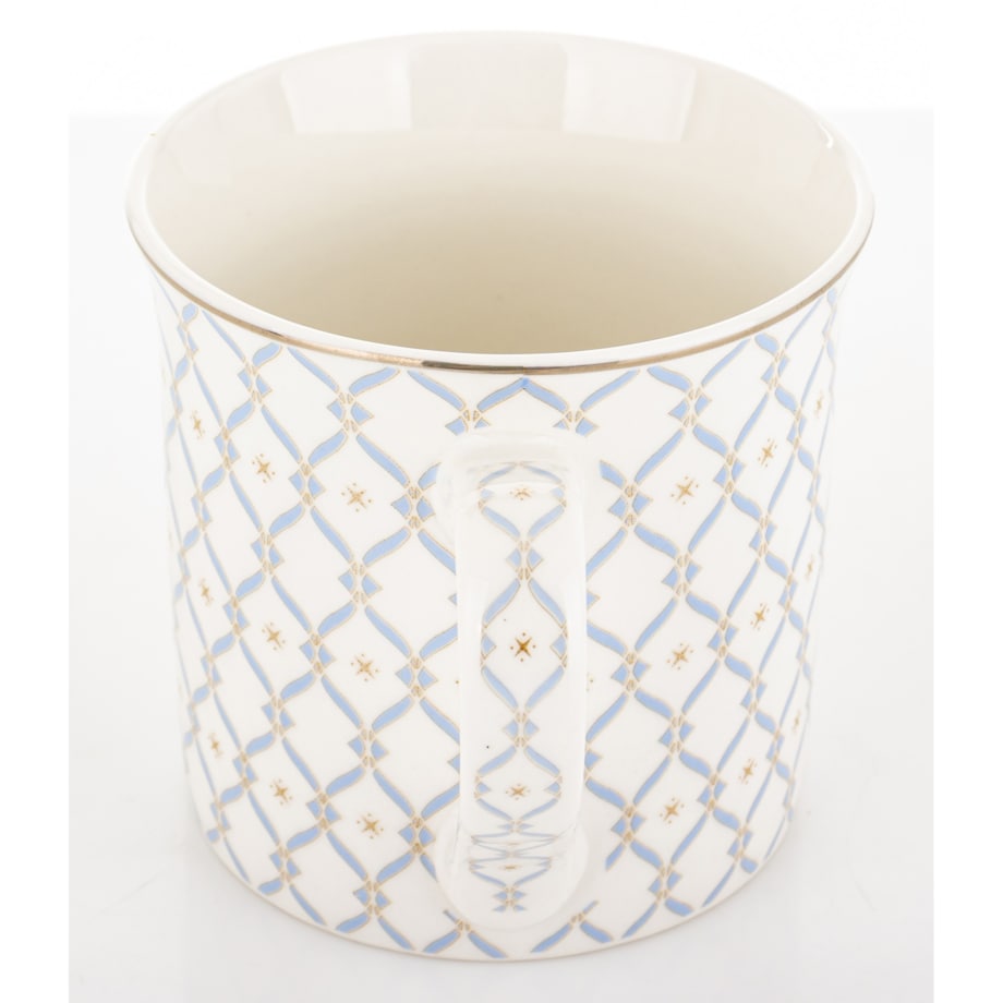 Kubek porcelanowy w pudełku 12,5x9x9 cm MAGLIA 380 ml biały z błękitnym wzorem