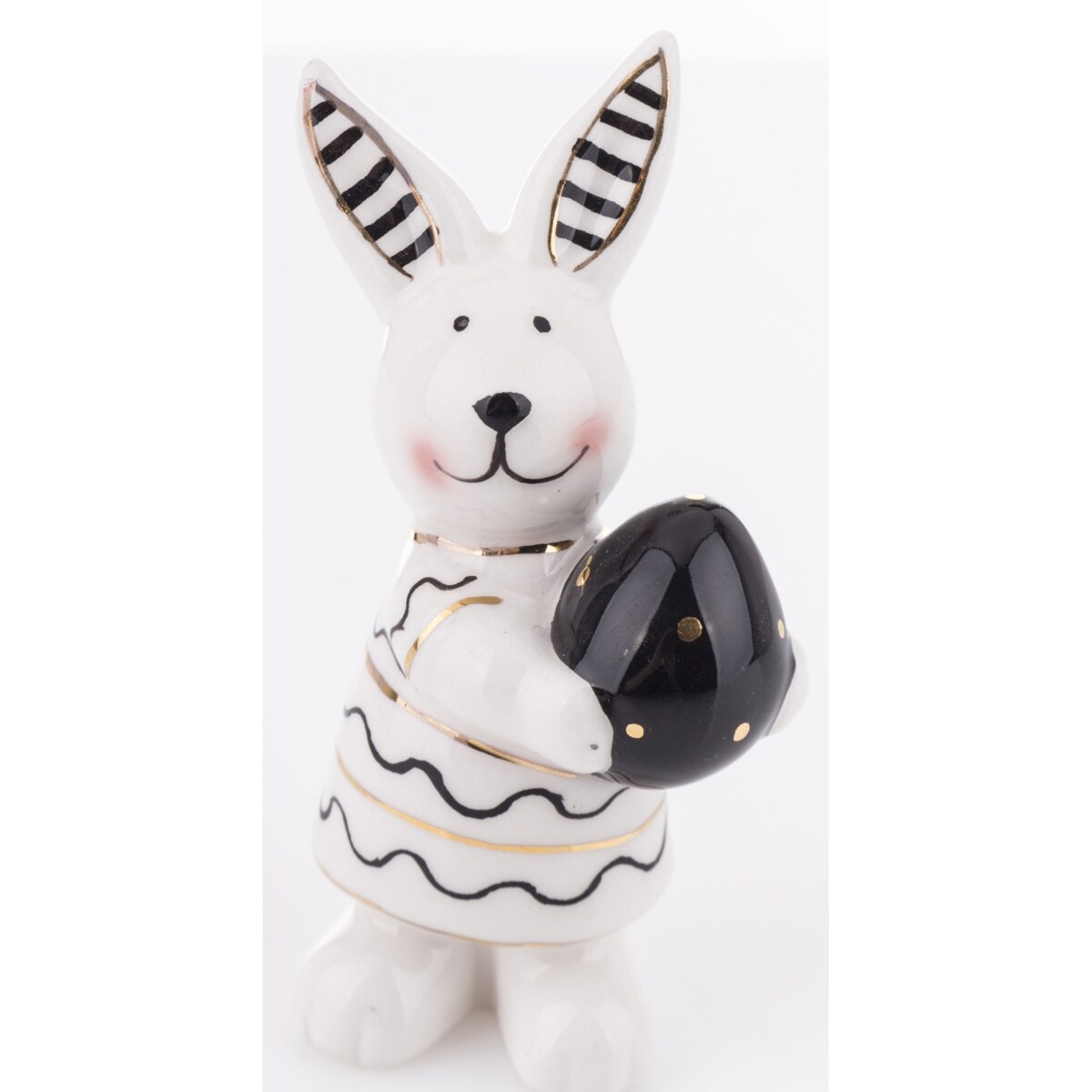 Dekoracja - małe białe króliczki w prążki 2 szt. - 9x4,5x3 cm