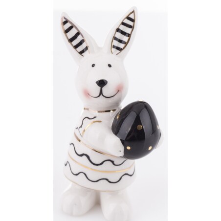 Dekoracja - małe białe króliczki w prążki 2 szt. - 9x4,5x3 cm