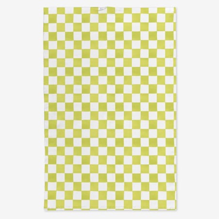 Lniany ręcznik kuchenny - jasnozielona krata