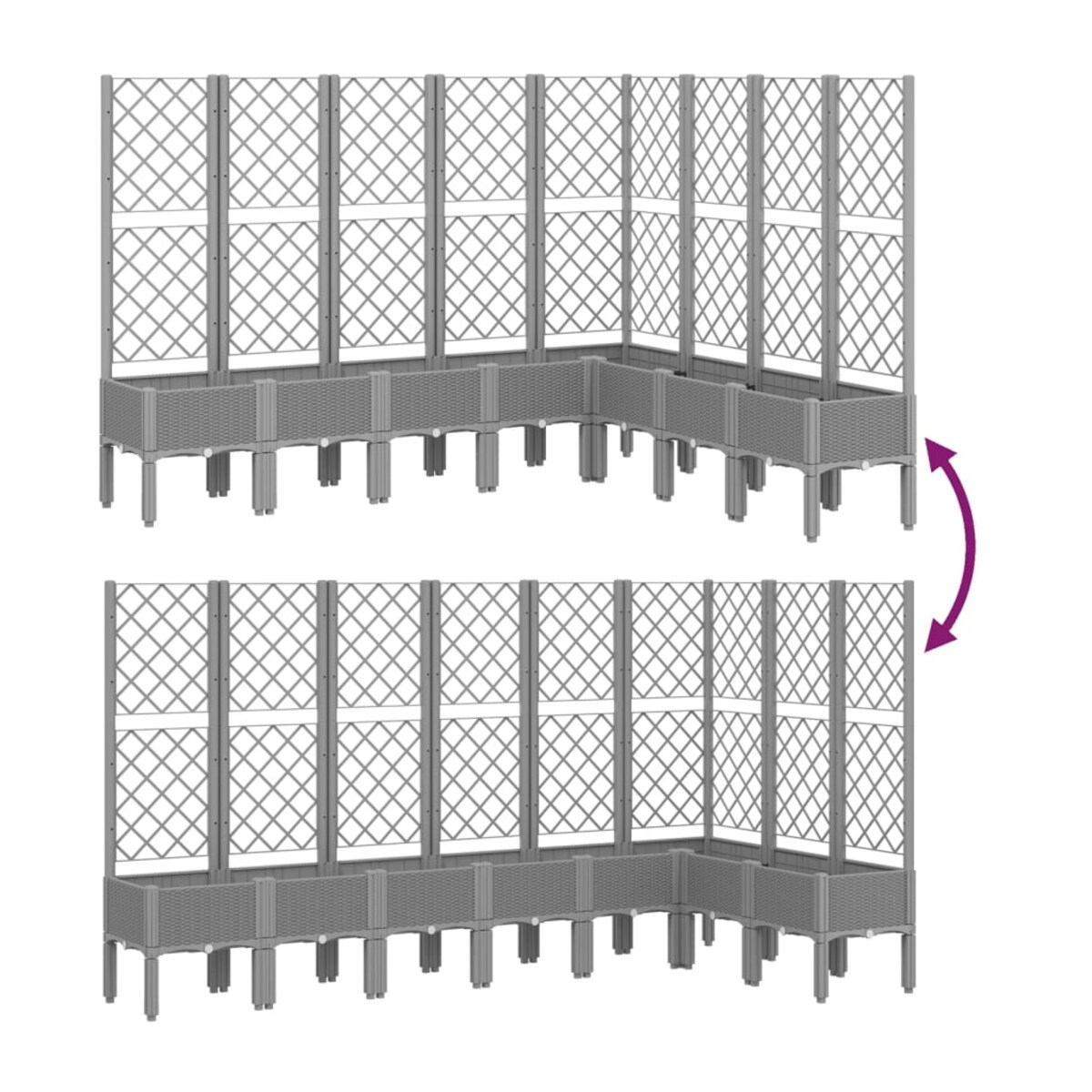 vidaXL Donica ogrodowa z kratką, jasnoszara, 200x160x142 cm, PP