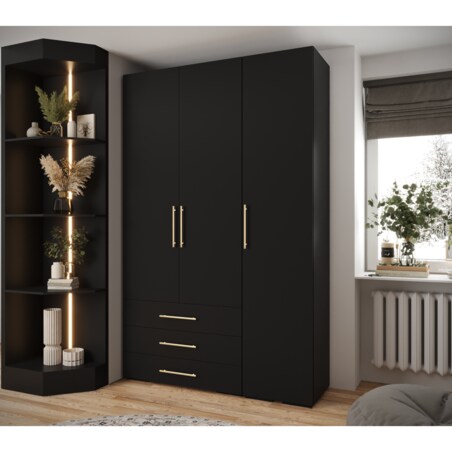 Garderoba wysoka do przedpokoju INOVA 3 Z17 czarny+złoty