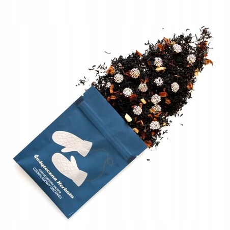 ŚWIĄTECZNA TOREBKA HERBATA CZARNA SYPANA "CZEKOLADOWY GRZANIEC" - PREZENT UPOMINEK NA MIKOŁAJA ŚWIĘTA GWIAZDKĘ BOŻE NARODZENIE POD CHOINKĘ DLA KOBIETY FACETA ŻONY MĘŻA