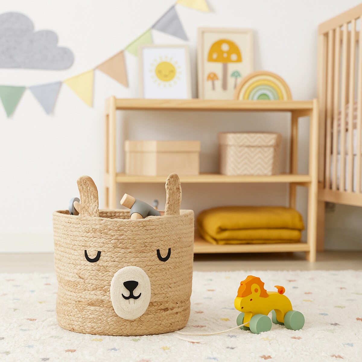 Pojemniki na zabawki miś z uszkami JOY, Ø 28 cm