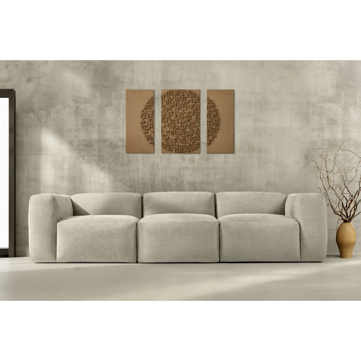 KONSIMO BUFFO 3-osobowa sofa z wyjątkowo miękkim i wygodnym siedziskiem, kolor ecru