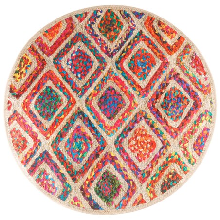 vidaXL Dywan z możliwością prania, kolorowy, Ø120 cm, antypoślizgowy