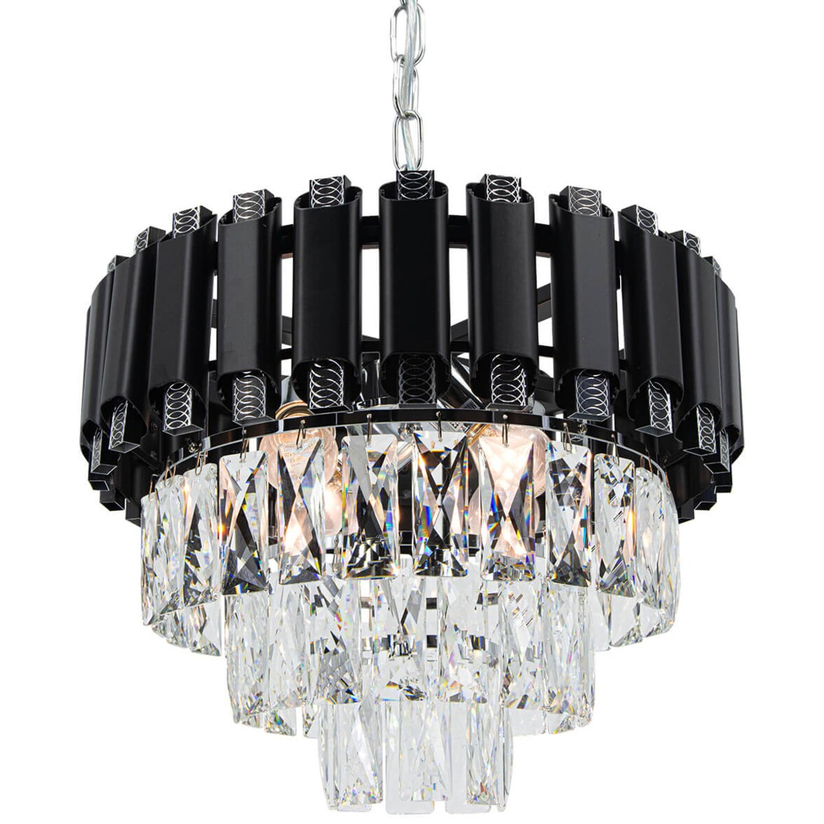 Zwieszany żyrandol Bilbao 6234/4 BL 8C glamour nad stół czarny chrom