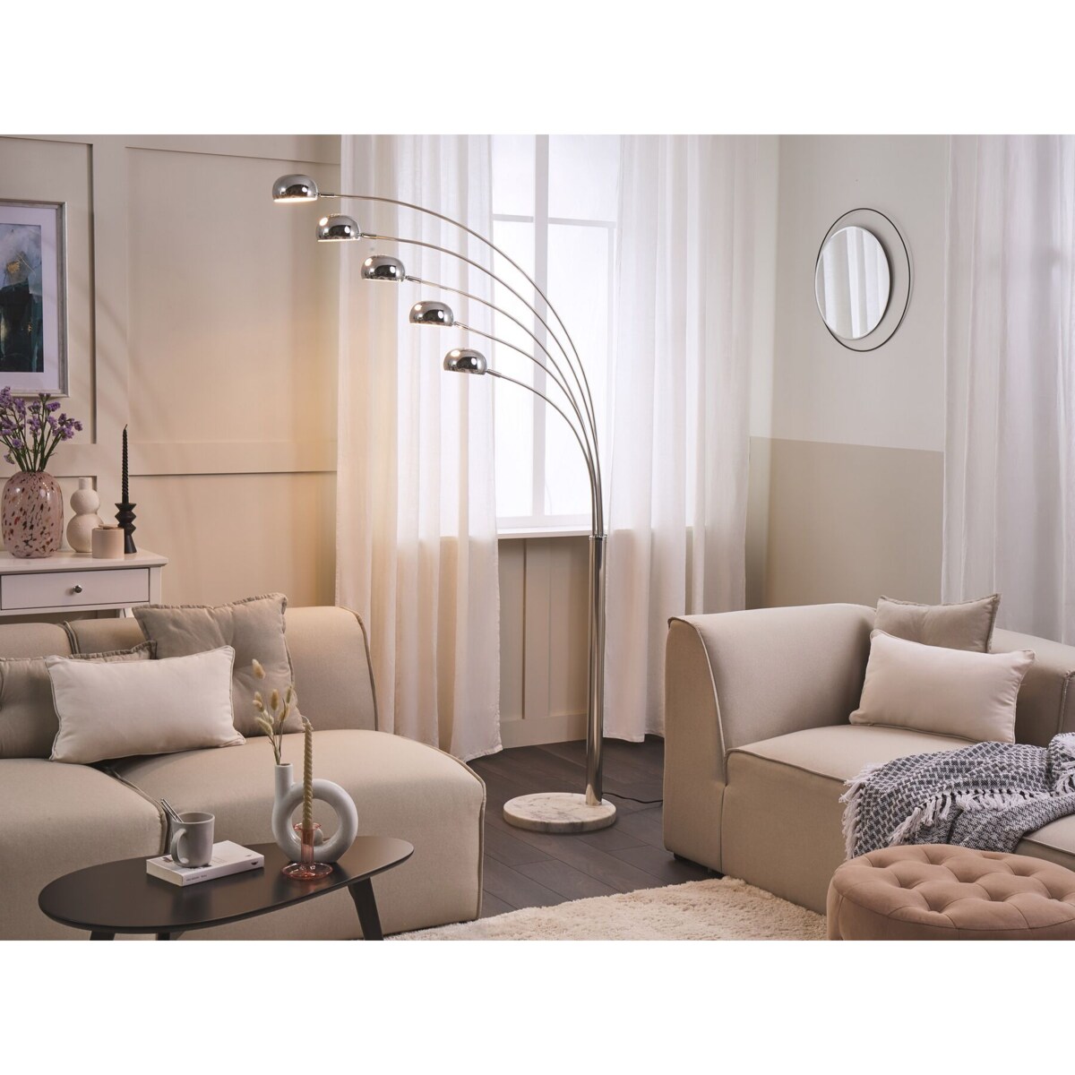 Lampa podłogowa regulowana metalowa srebrna FLINDERS